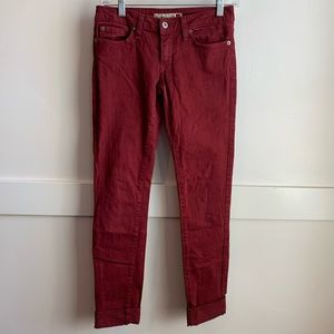 GJG DENIM Maroon Cropped Jeans